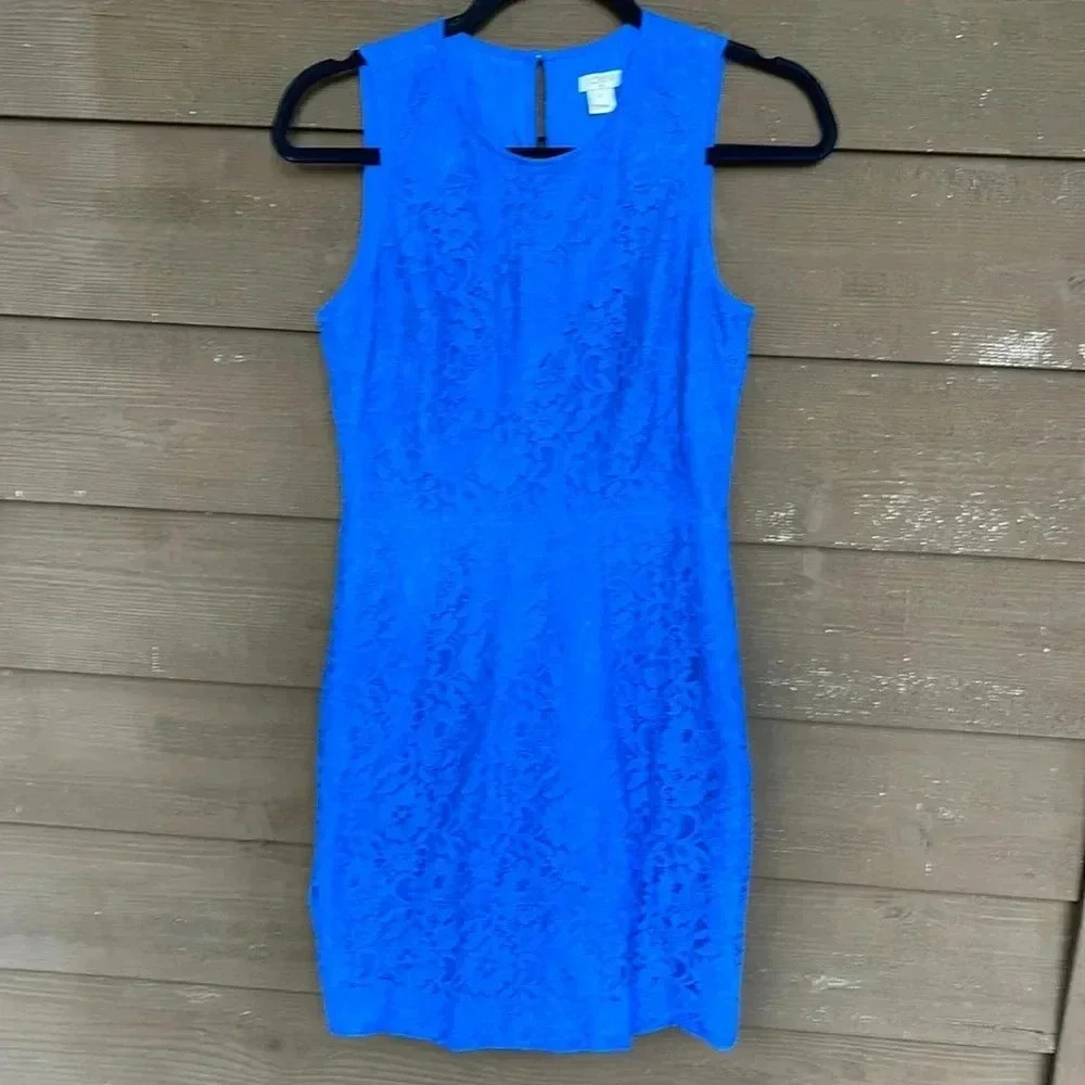 J. Crew floral lace overlay royal blue dress size 2